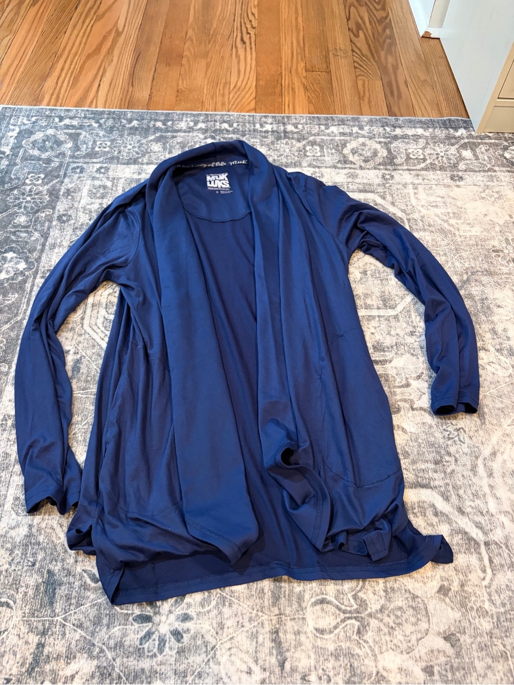 Muk Luks Women's Navy Open-Front Lounge Cardigan